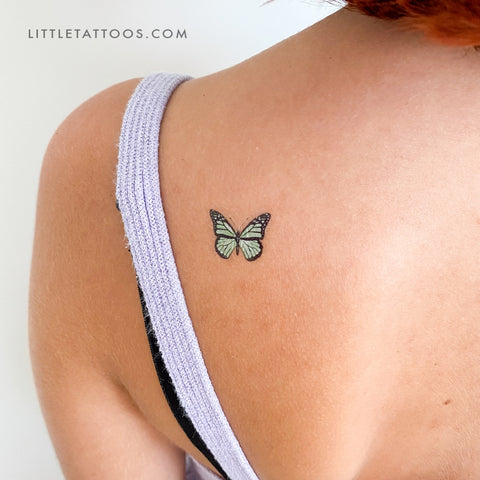 Green Butterfly Temporary Tattoo - Set of 3
