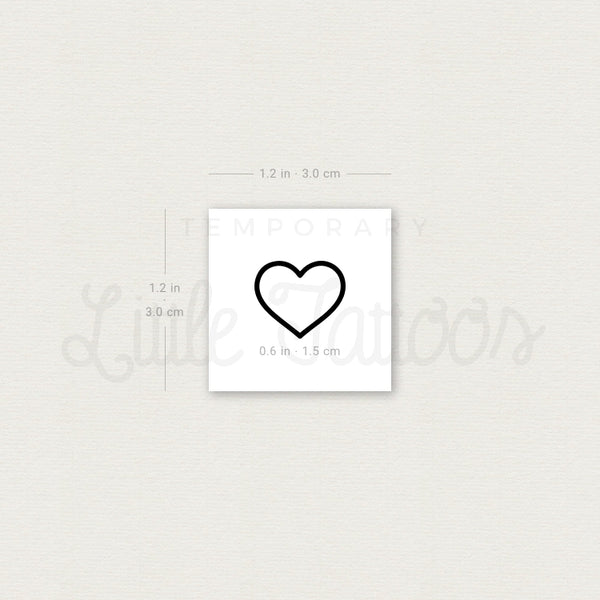 Small Heart Outline Temporary Tattoo - Set of 3