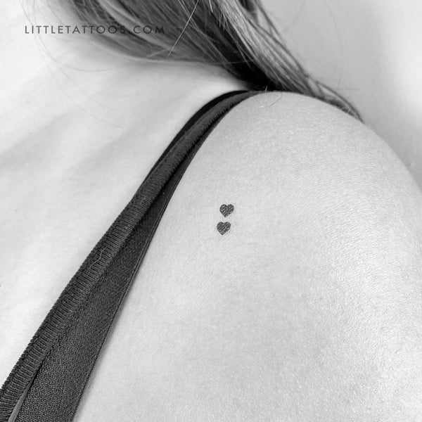 Two Tiny Black Hearts Temporary Tattoo - Set of 3