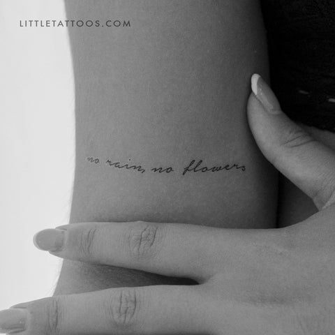No Rain, No Flowers Temporary Tattoo - Set of 3