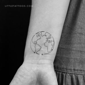 Single Line Earth Arrow Temporary Tattoo by Cagri Durmaz - Set of 3