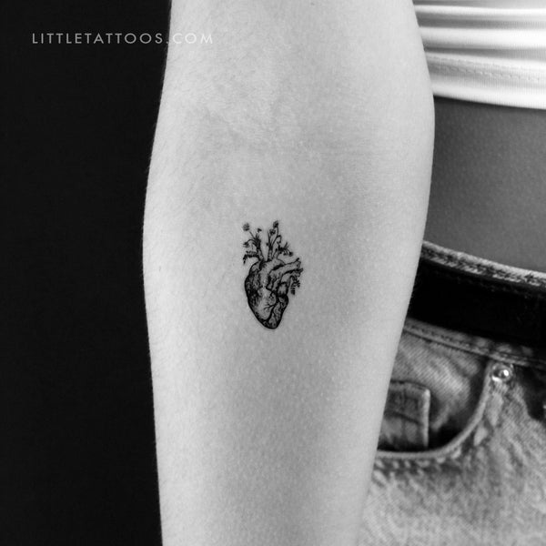 Floral Anatomical Heart Temporary Tattoo - Set of 3