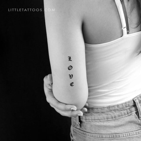 Gothic “Love” Temporary Tattoo - Set of 3