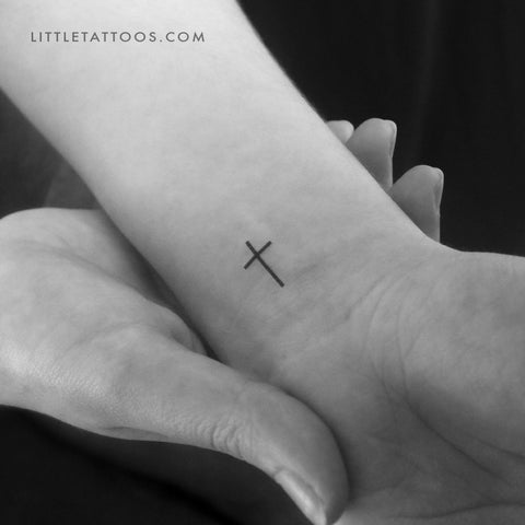 Minimalist Cross Temporary Tattoo - Set of 3