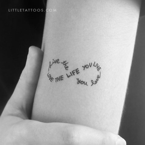 Live The Life You Love Infinity Temporary Tattoo - Set of 3