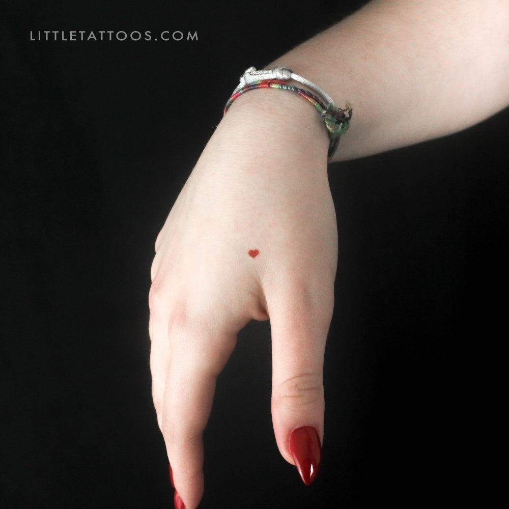 Tiny Red Heart Temporary Tattoo - Set of 3