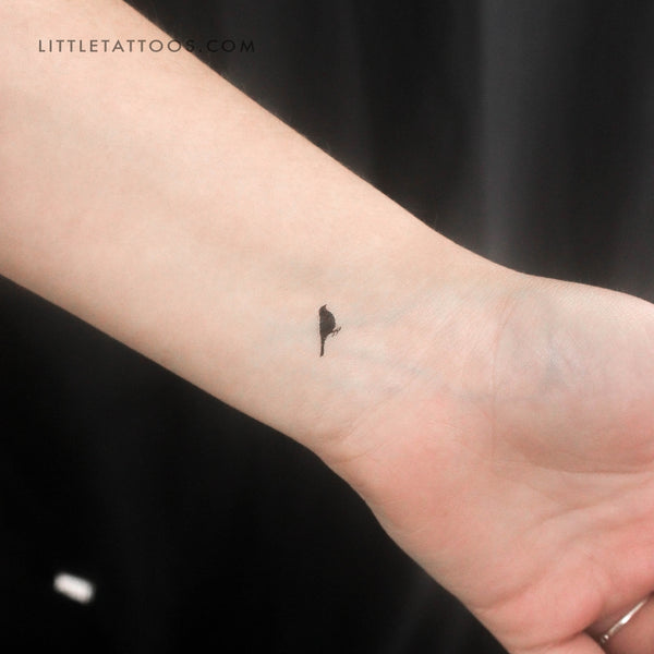 Tiny Bird Standing Temporary Tattoo - Set of 3