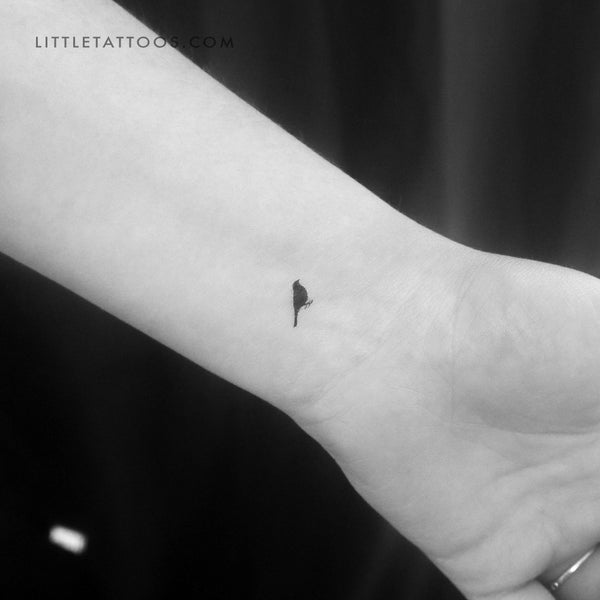 Tiny Bird Standing Temporary Tattoo - Set of 3