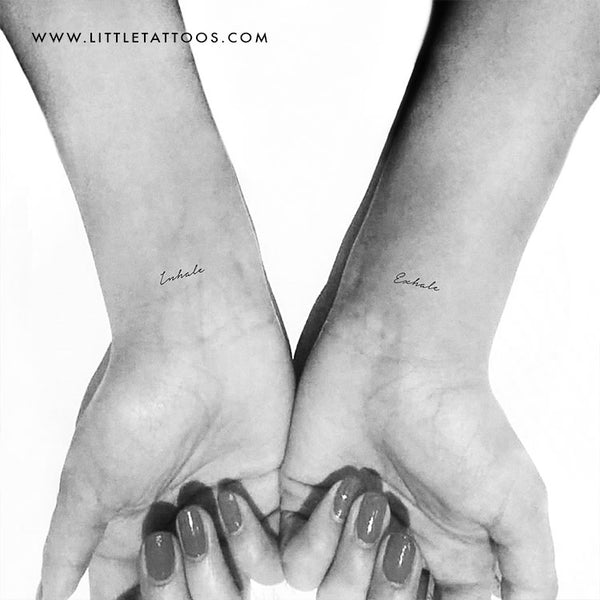 Matching Inhale Exhale Temporary Tattoo - Set of 3+3