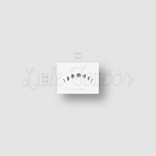 Small Lunar Phases Temporary Tattoo - Set of 3